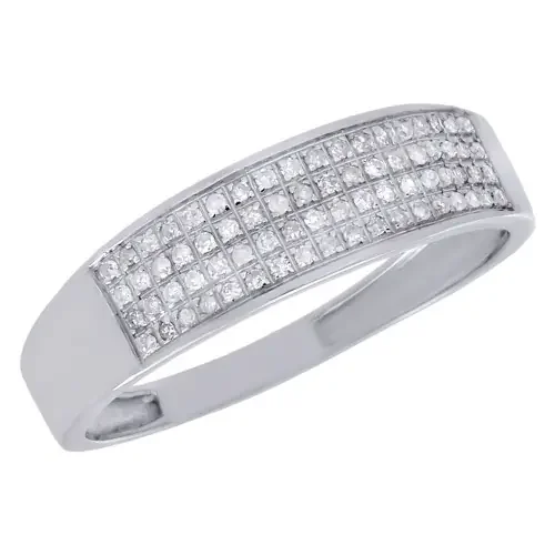 10K White Gold Round Diamond Wedding Band 5.50mm Engagement Pave Ring 0.35 ct.