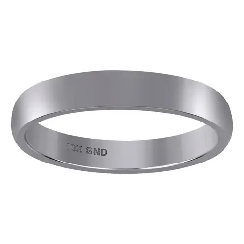 10K White Gold Unisex Hollow Plain Comfort Fit 4mm Wedding Band Sizes 5 – 13