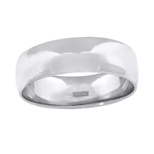 10K White Gold Unisex Solid Plain Regular Fit 6mm Wedding Band Sizes 5 – 14