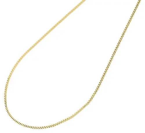 10K Yellow Gold 0.50MM Solid Box Chain Necklace 16″, 18″, 20″, 22″ & 24″ Length