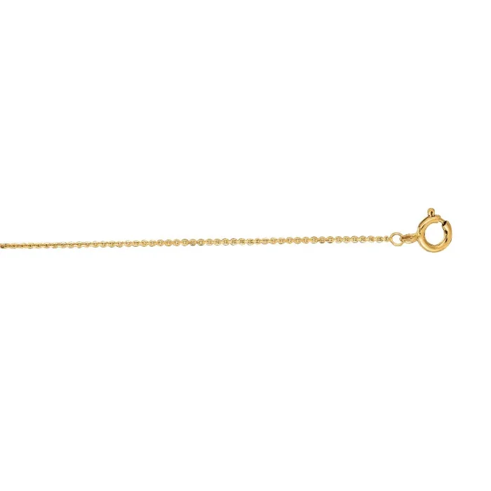 10K Yellow Gold 0.68mm Diamond Cut Cable 18 Chain with Spring Ring Clasp