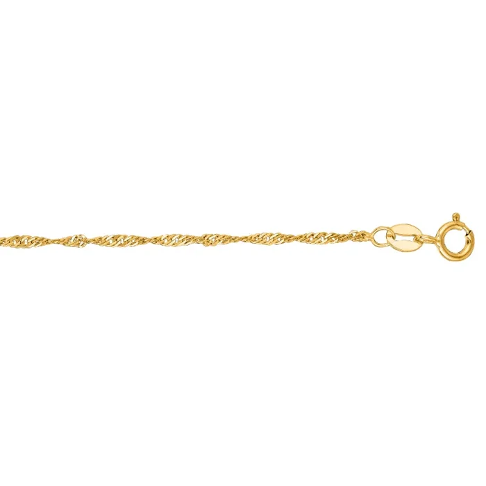 10K Yellow Gold 1.5mm Singapore 7 Chain Bracelet with Spring Ring Clasp