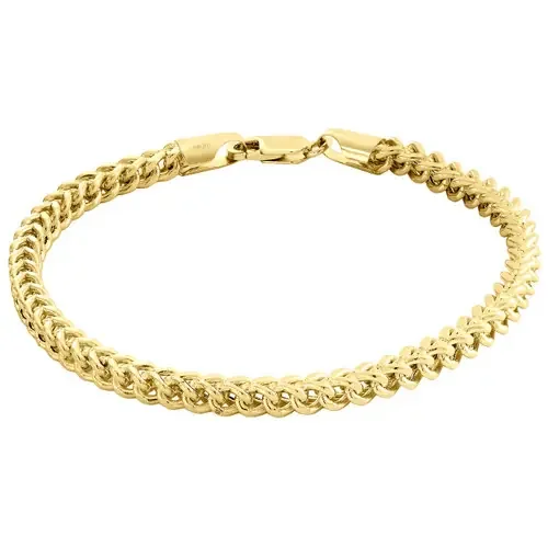 10K Yellow Gold 4.50mm Hollow Franco 3D Box Link Bracelet Lobster Clasp 9.50″