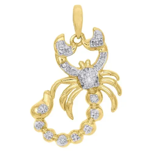 10K Yellow Gold Diamond Scorpio Zodiac Sign Pendant 1″ Mens Pave Charm 0.25 Ct.