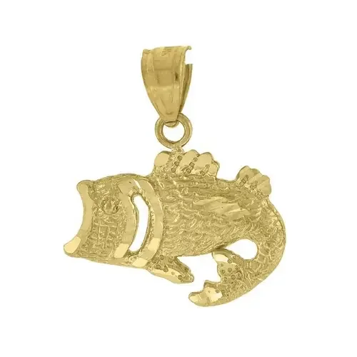 10K Yellow Gold Fish Pendant 0.75″ Animal Charm