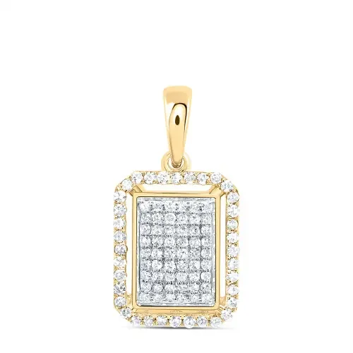 10K Yellow Gold Genuine Diamond Women‘s Octagon Rectangle Halo Pendant 1/3 CT