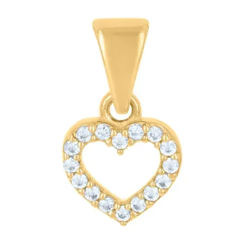 10K Yellow Gold Round CZ Womens 0.55″ Mini Cut Out Love Charm Open Heart Pendant