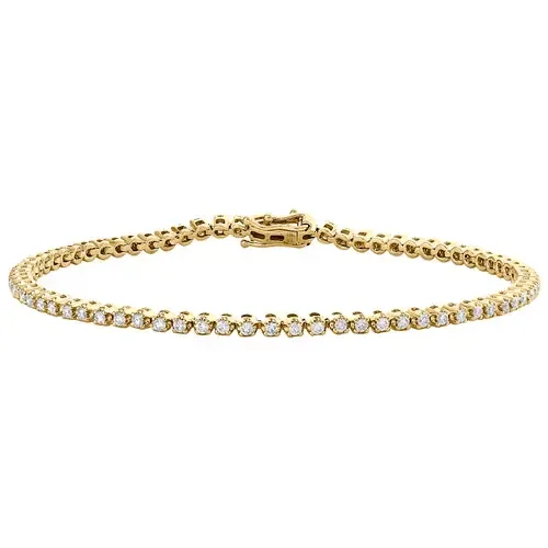10K Yellow Gold Round Diamond Classic 2.50mm Prong Set 7″ Tennis Bracelet 1.20 CT