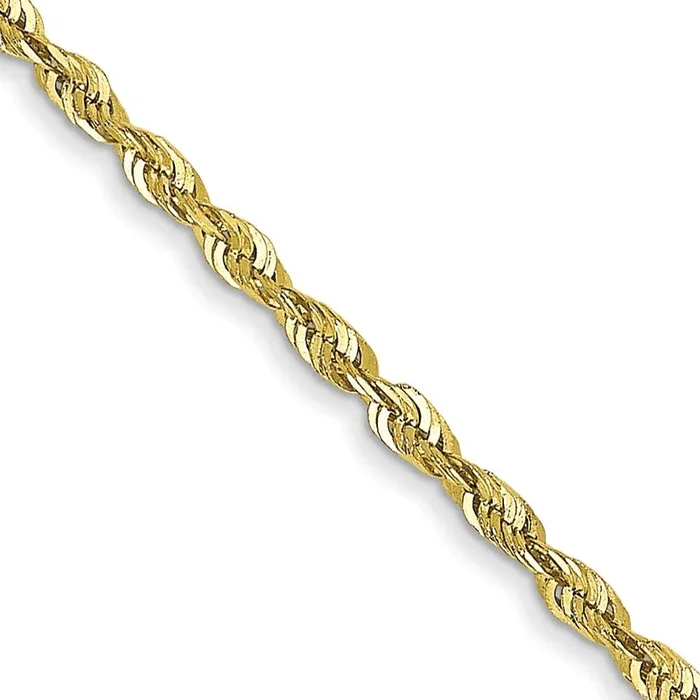10KT Yellow Gold 16-inch 1.5MM Diamond-cut Lobster Clasp Rope Extra-Light Chain