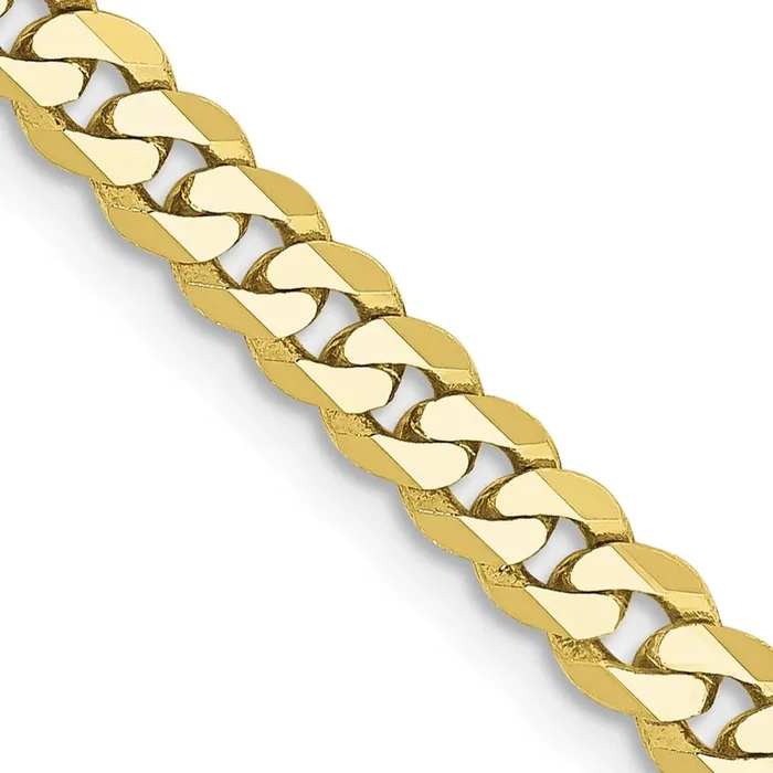 10KT Yellow Gold 22-inch 3.2MM Flat Beveled Curb Chain