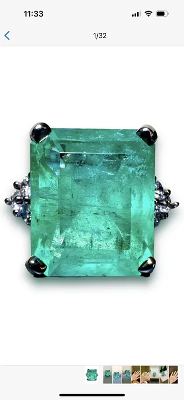 11,19ct ref 1/32 Colombian Emerald 18k Solid Gold Ring with Diamonds