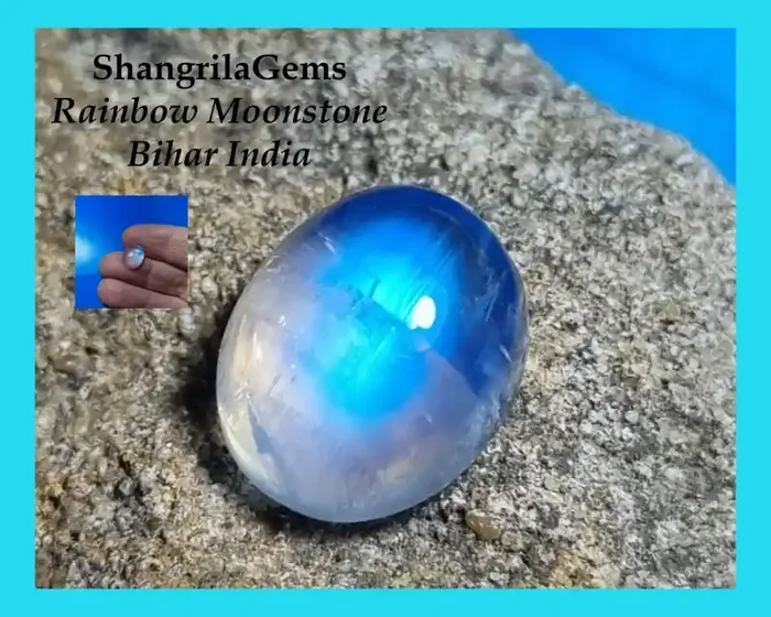 11.1mm oval rainbow moonstone 11.1 by 9.1 by 5.7mm 4.6ct
