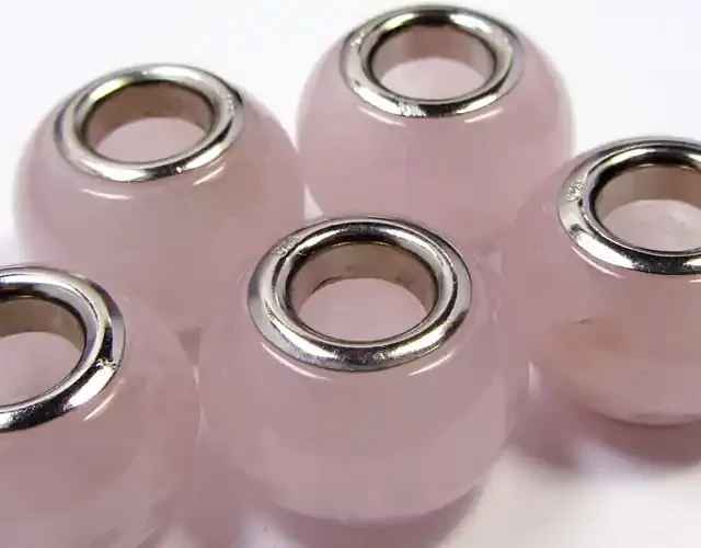 11 MM NEW ROSE QUARTZ BEADS STERLING SILVER AGR 204