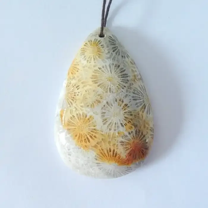 118ct Natural Indonesian Coral Pear Shape Necklace Pendant (18010808)