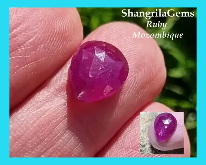12.1mm RUBY Drop Pear Rose cut Mozambique unheated or treated