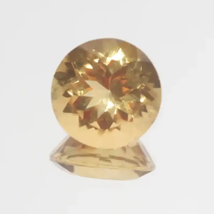 12.2Ct Top Color Citrine Faceted Round 15.3mm.-(SKU353)