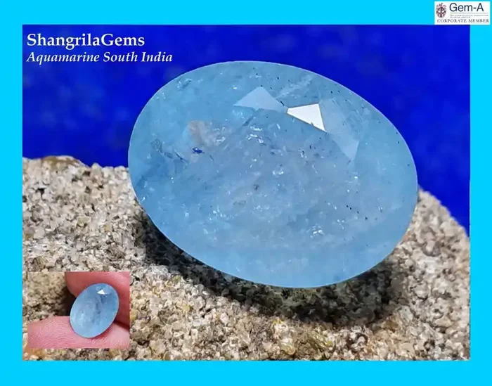 12.2mm Aquamarine oval faceted gem sky Blue unheated from Tamil Nadu India