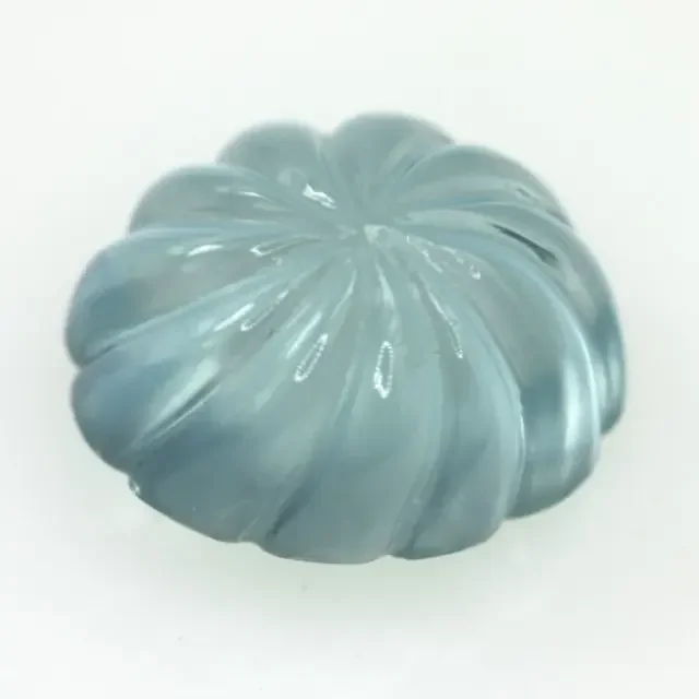 12.63cts Natural Aquamarine Hand Carved into Fluted Oval Cabochon