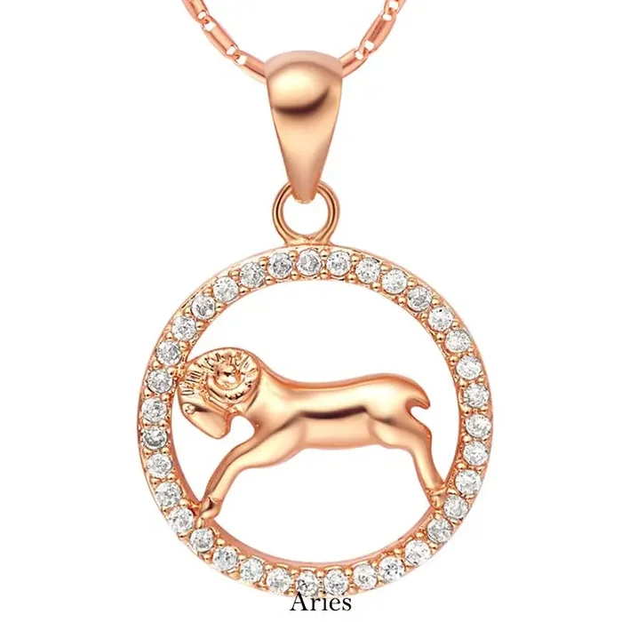 12 Constellations of the Zodiac Rhinestone Luck Necklace Chain Pendant (Extra 30% Off USE CODE FS30)