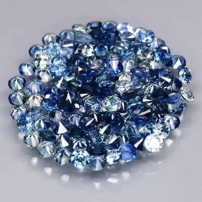 120Pcs/ 3.38 Cts./1.7 mm.Round Diamond Cut Natural Blue Sapphire Australia