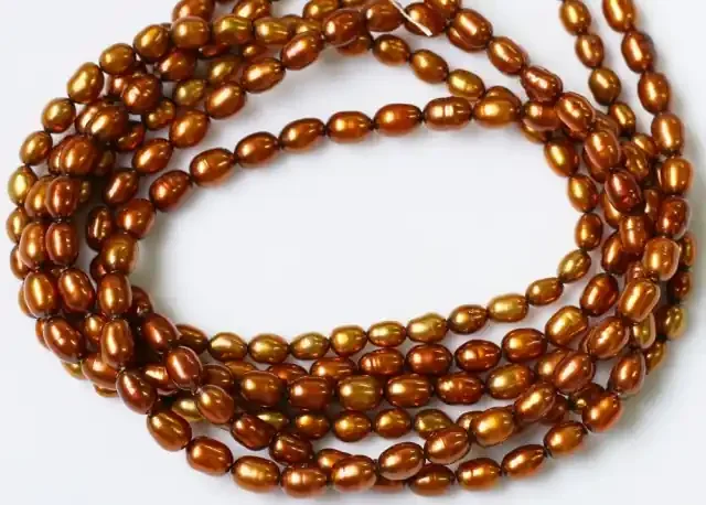 128.05 cts Three Gold Tip Drill Pearl strands GOGO 1207