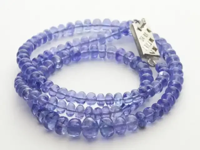 128ct Blue Tanzanite Bead Strands Silver Clasp (B52Y1-4)