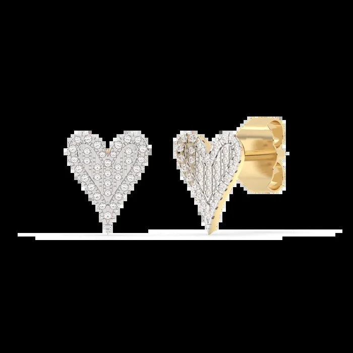 .12ct G SI 14K Yellow Gold Diamond Heart Earrings