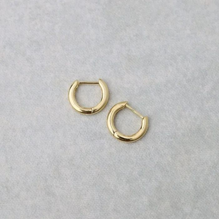 12mm Plain Click Huggie Hoops – Gold Vermeil