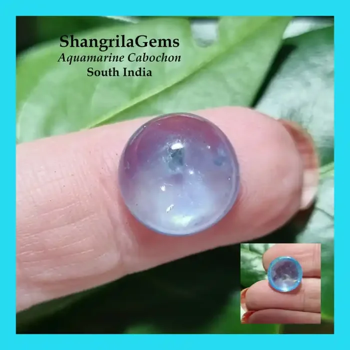 13.2mm Aquamarine Round cabochon 6.6ct untreated