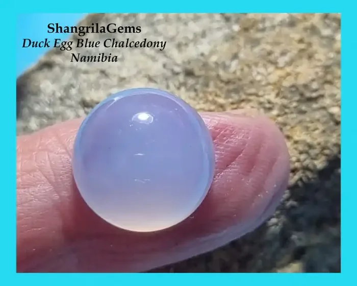 13.5mm Chalcedony cabochon round Duck Egg blue lilac mauve from Namibia
