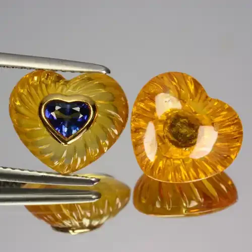 13.79 Cts SPARKING NATURAL YELLOW BLUE SAPPHIRE SRILANKA WITH GOLD GEM