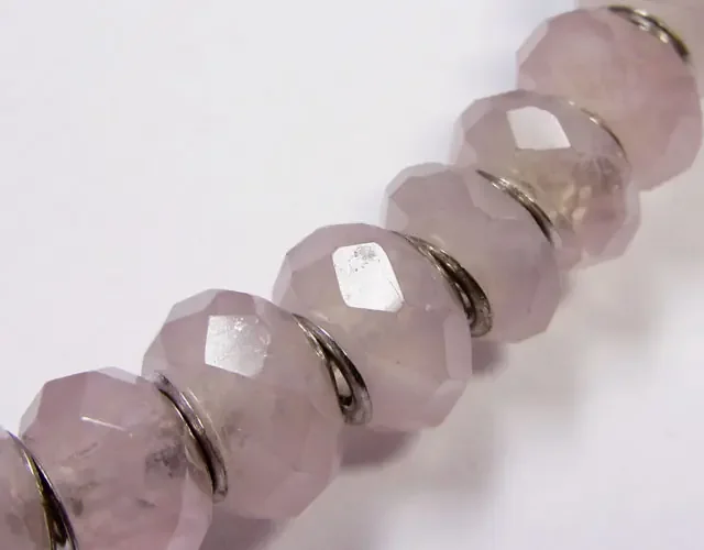 13 MM NEW ROSE QUARTZ BEADS STERLING SILVER AGR 206