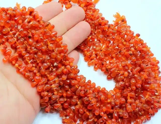 130 CTS 1 STRAND 6 X 4MM CARNELIAN AGATE BEADS 16INCHES+CLASP