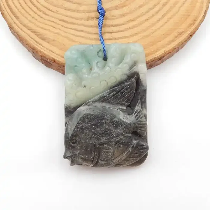 136.5ct Amazonite Carved fish Pendant(18051615)