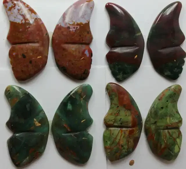 137 CTS BUTTERFLIES SHAPE CUT 4 PAIRS OF JASPER STONES