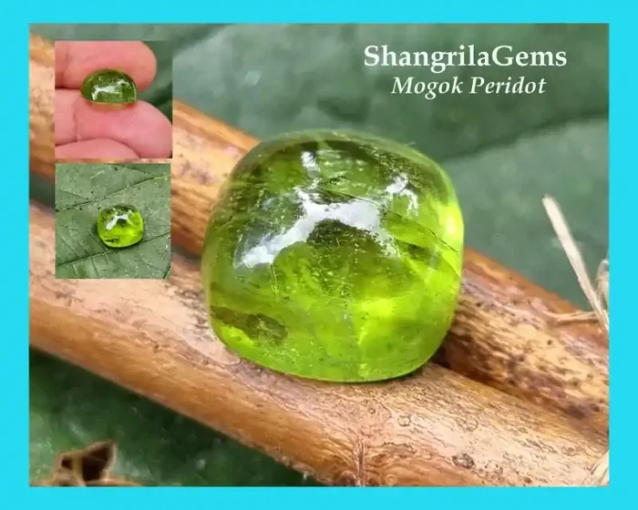 13mm 12.7ct Peridot cushion square cabochon Apple Green Color Mogok Mine