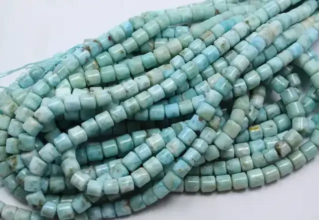 145 CTS 1 STRAND LARIMAR TUBE SHAPE 6 X 6 MM 15.5INCH+CLASP