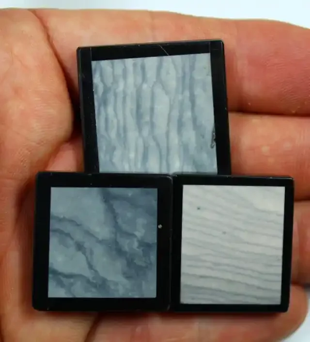 149.8 CTS 3 PCS INTARSIA JASPER WAVE PATTERN BLACK ONYX