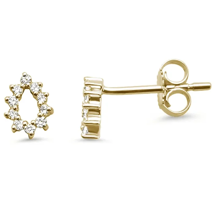 .14ct 14kt Yellow Gold Tear Drop Pear Shape Diamond Stud Earrings