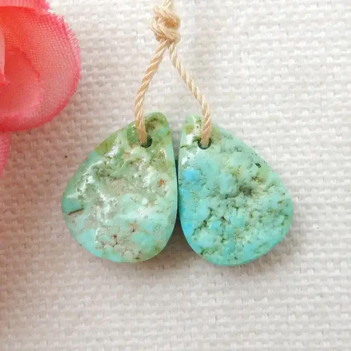 14cts Raw Turquoise Earrings,Handmade Gemstone ,Turquoise Earrings F9