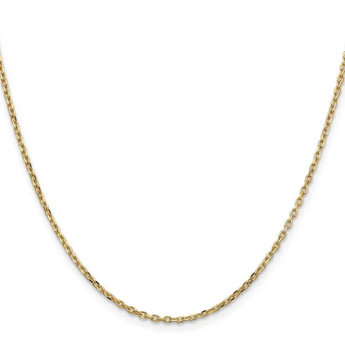 14K 16 inch 1.8mm Diamond-cut Round Open Link Cable with Lobster Clasp Chain