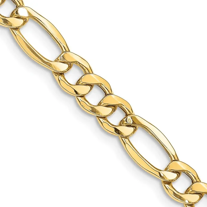 14K 26 inch 8.5mm Semi-Solid Figaro with Lobster Clasp Chain