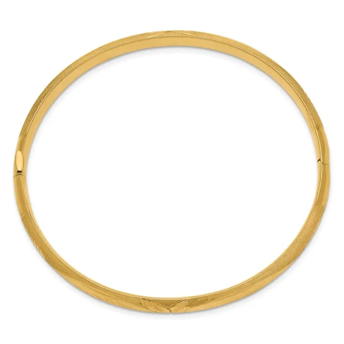 14k 4/16 Florentine Engraved 6.00mm Hinged Round Bangle Bracelet