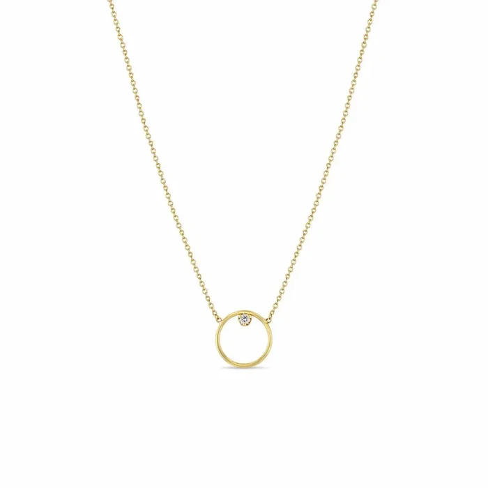 14k Circle Prong Diamond Necklace