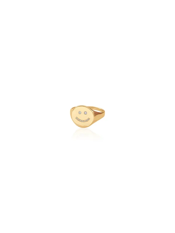 14k Diamond Be Happy Ring