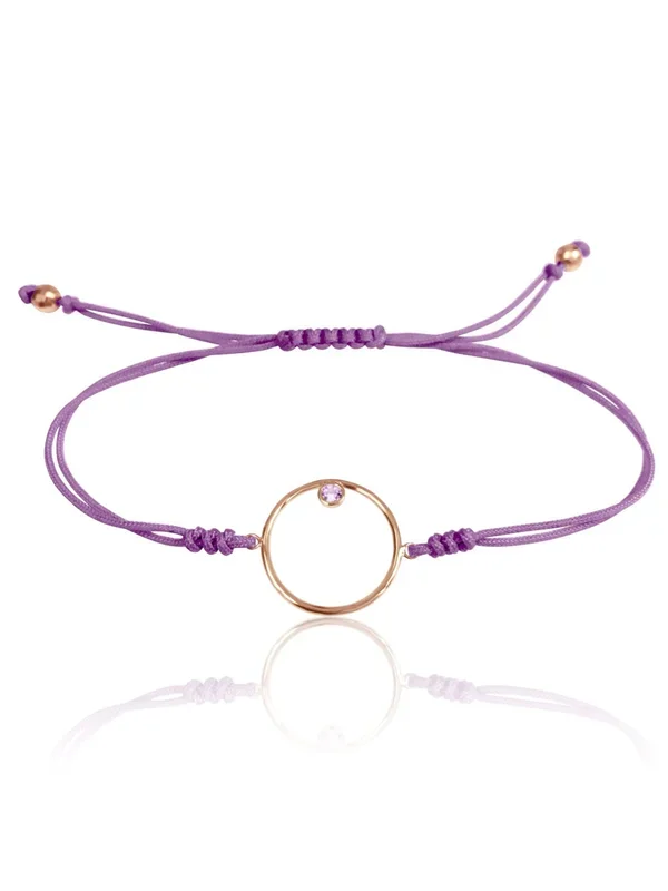 14K Diamond/Gemstone Circle Macrame Bracelet