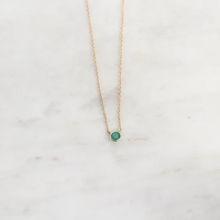 14k Emerald Solitaire Necklace