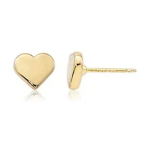 14k Flat Heart Post Earrings