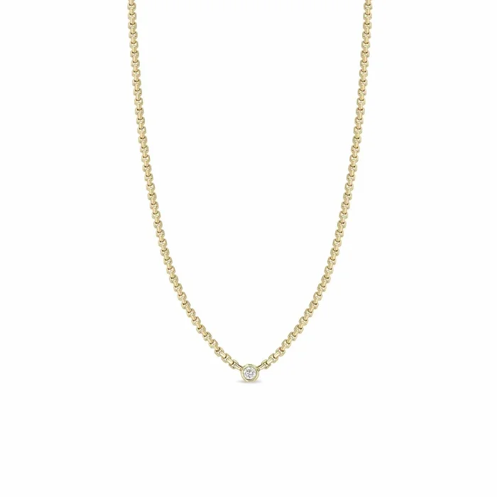 14k Floating Diamond Small Box Chain Necklace