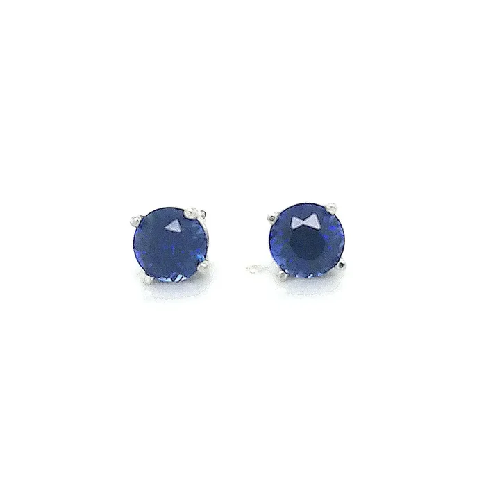 14K GOLD 5.50 CTW LAB GROWN BLUE SAPPHIRE STUD EARRINGS